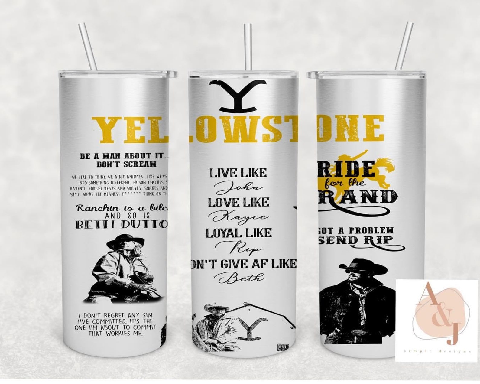 Yellowstone TV Show 20oz Sublimation Skinny Tumbler Physical Etsy