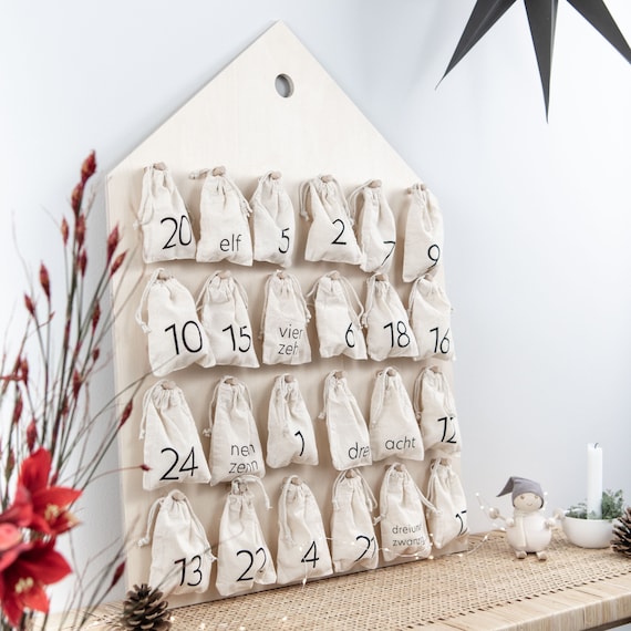 Minimalist Advent Calendar in House Form on Request With 24 Etsy