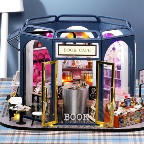 DIY Dollhouse Kit Book Store Dollhouse Miniature Book Shop Etsy