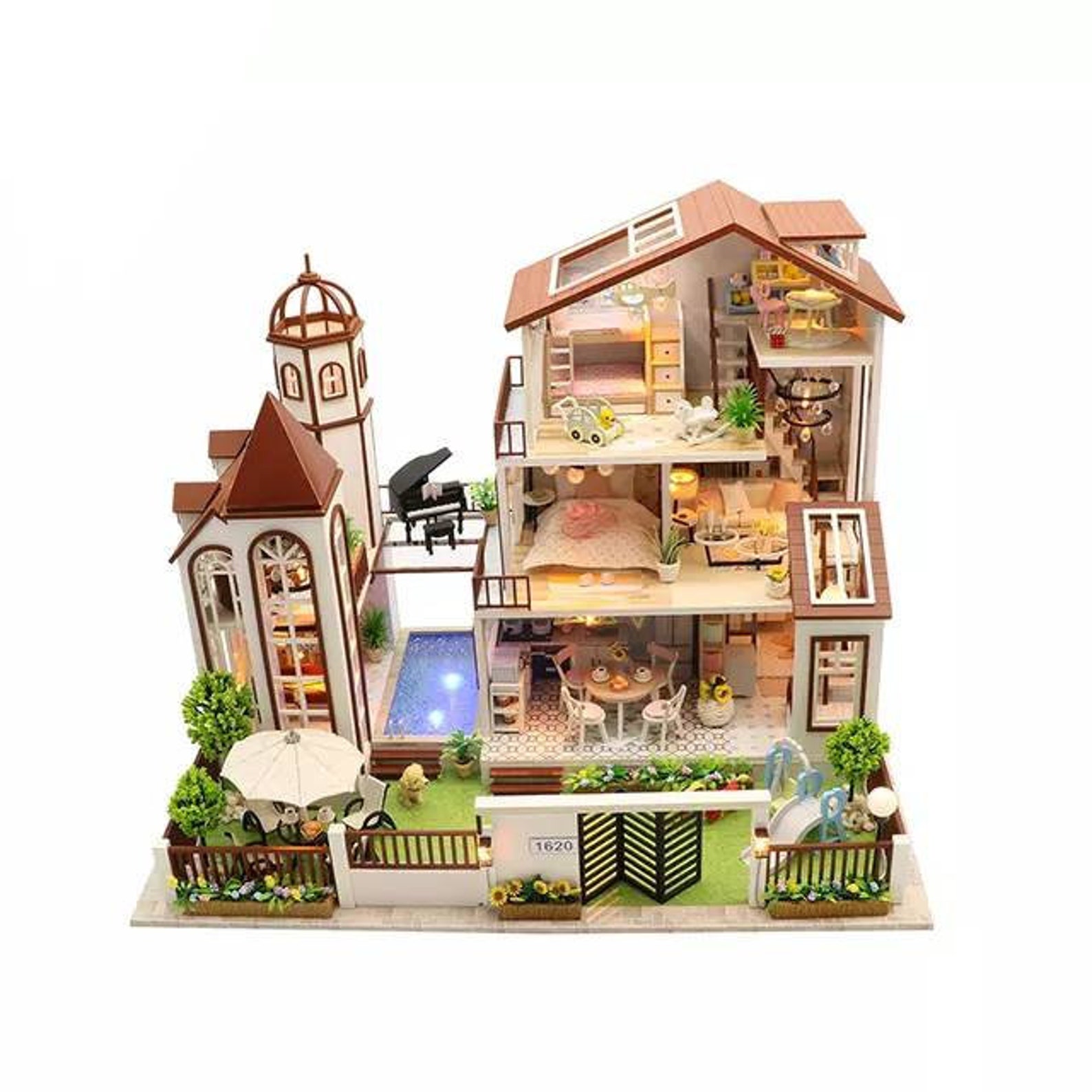 DIY Dollhouse Kit Three Floor Town Villa Gifts for Adults and Etsy