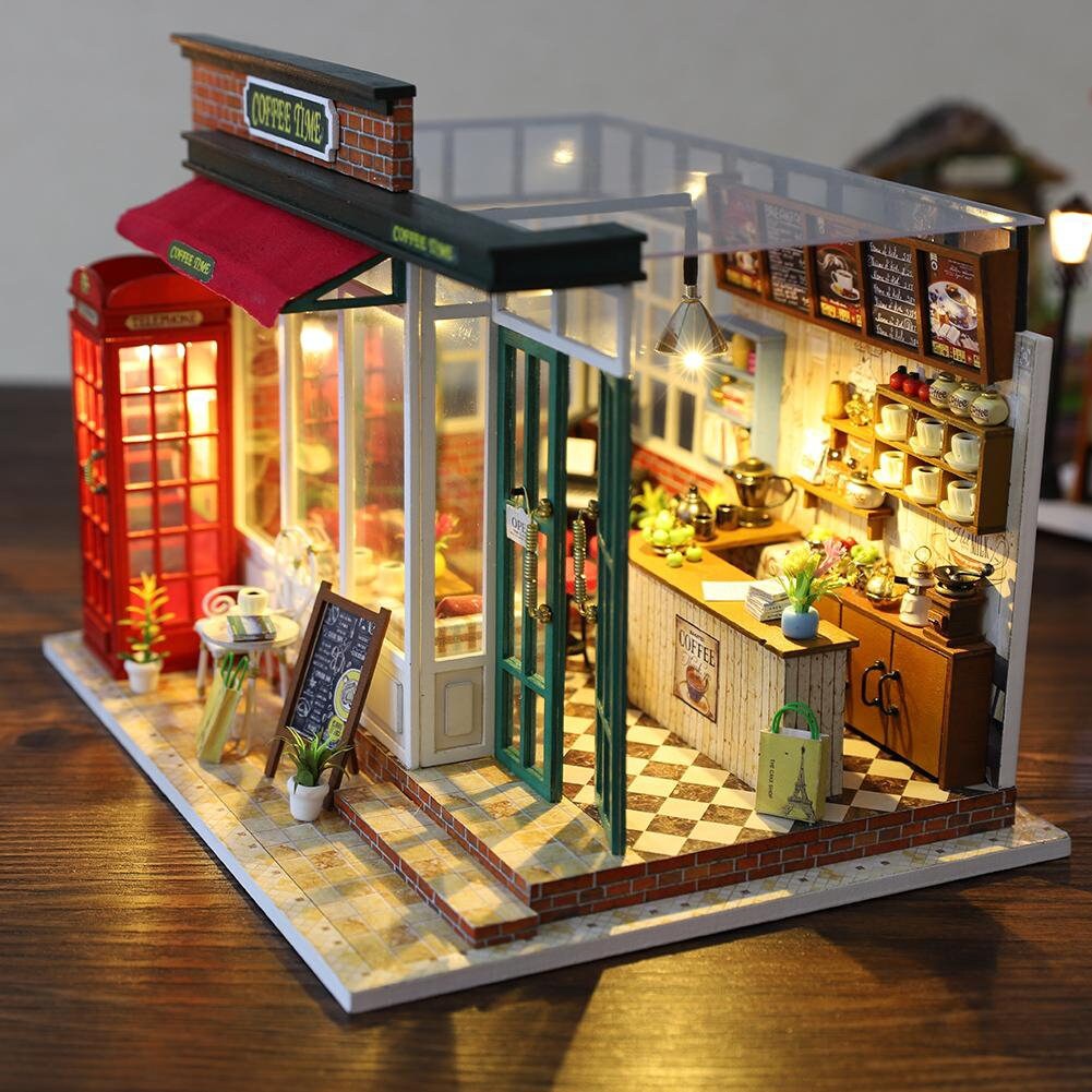 DIY Dollhouse Kit Coffee Time Shop Dollhouse Coffee Shop Etsy