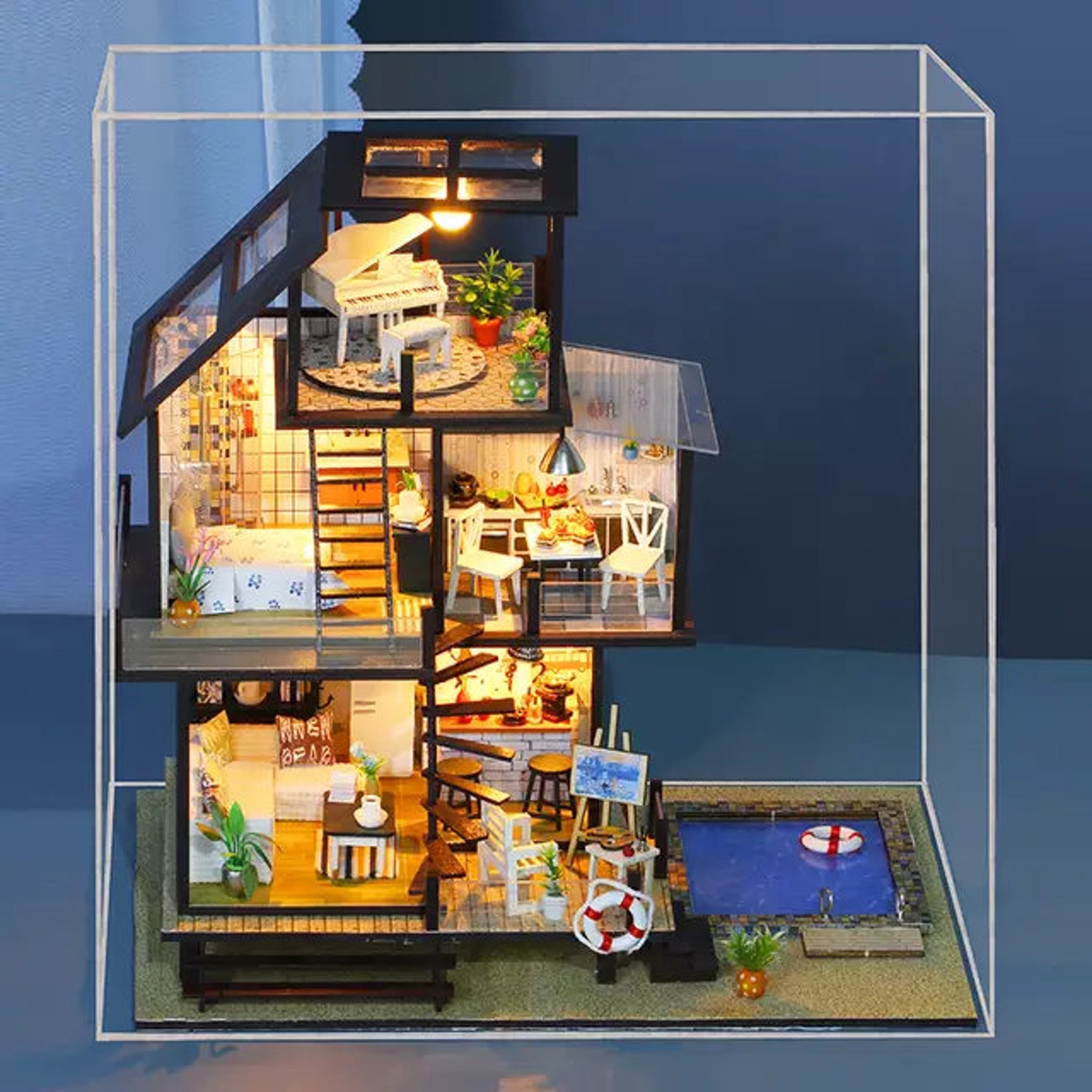 Swimming Pool Dollhouse DIY Dollhouse Kit Seattle Holidays Etsy