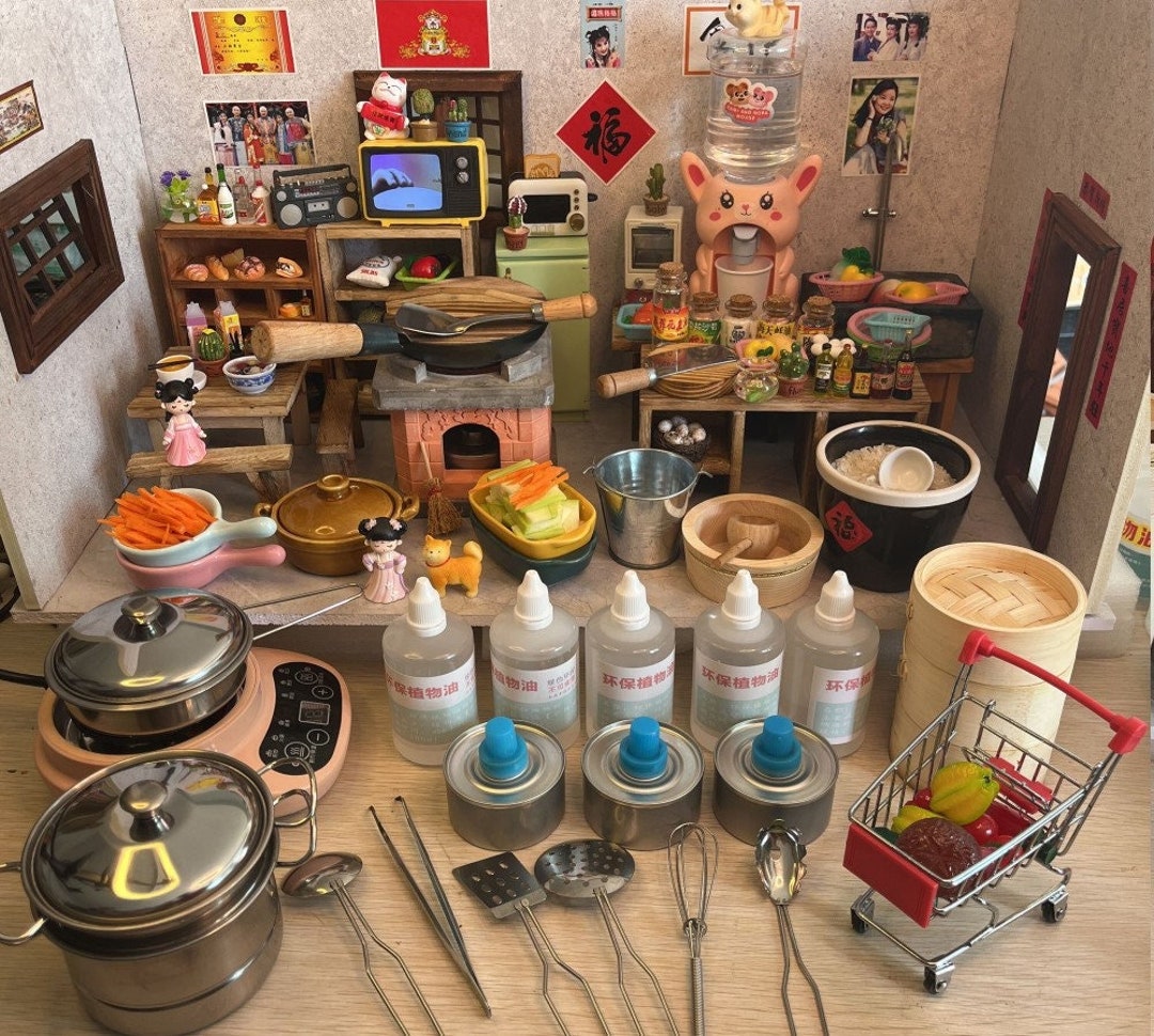 Real Miniature Cooking Set Tiny Cooking Set Dollhouse Kitchen Etsy