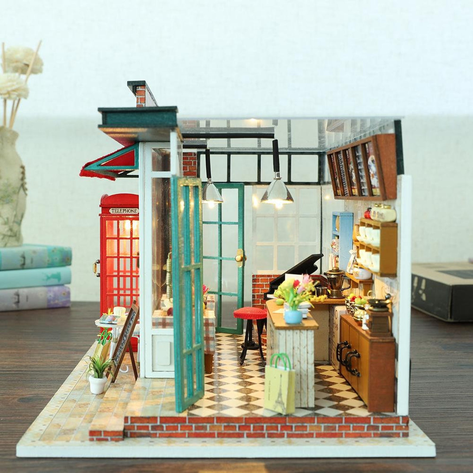 DIY Dollhouse Kit Coffee Time Shop Dollhouse Coffee Shop Etsy