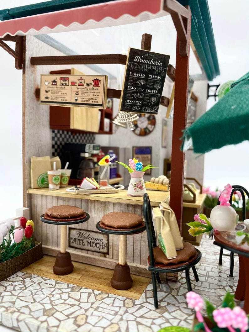 DIY Dollhouse Kit Coffee Time Shop Dollhouse Coffee Shop Etsy