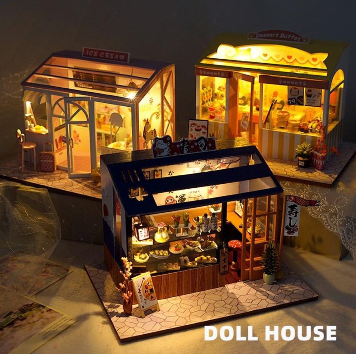 DIY Dollhouse Kit Shop Dollhouse Miniature Cake Shop Nail Etsy