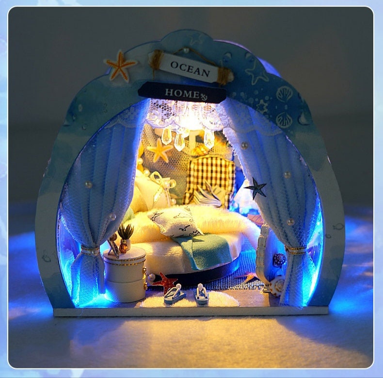 DIY Dollhouse Kit Ocean Home Hut Style Miniature Doll House Etsy