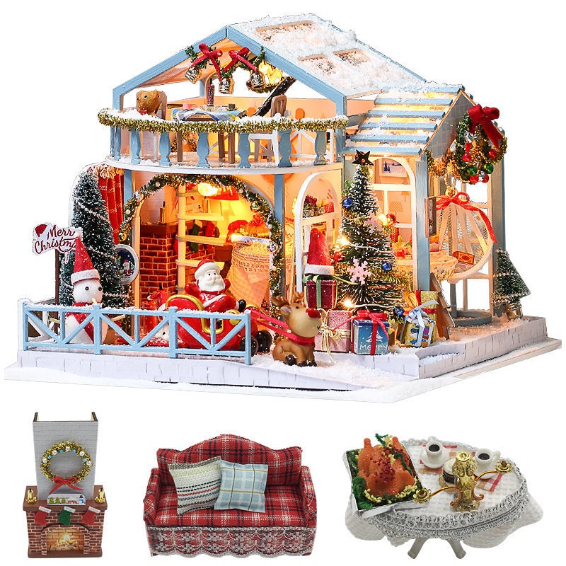 Snowy Christmas Night DIY Dollhouse Kit Dollhouse Miniature Etsy UK