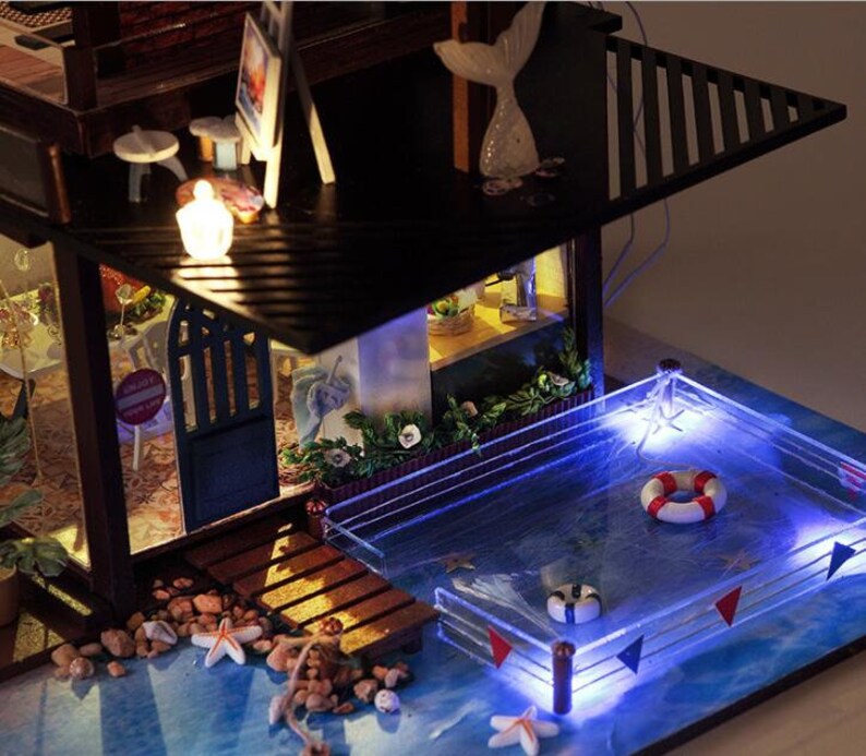 Coastal Villa Dollhouse DIY Dollhouse Kit Swimming Pool Etsy