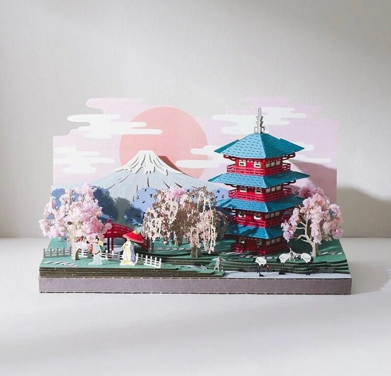 DIY Paper Craft Kit 3D Paper Crafts Mount Fuji Landscape 3D Etsy