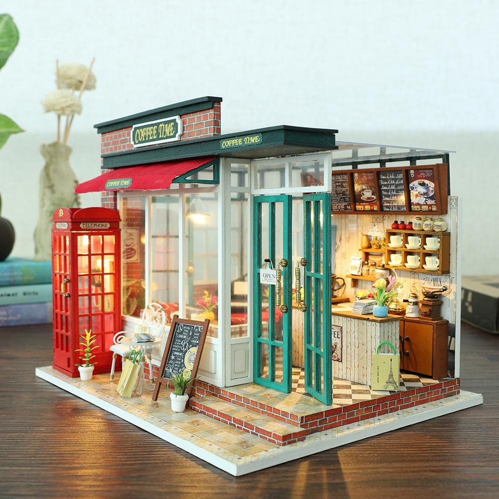 DIY Dollhouse Kit Coffee Time Shop Dollhouse Coffee Shop Etsy