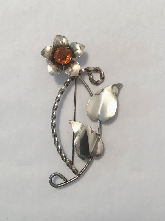 LARGE Sterling Silver Vintage Jewelry - Flower Spr