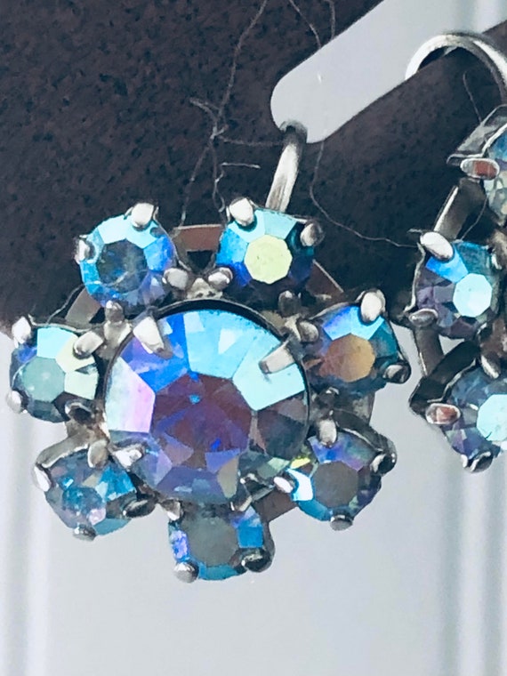 Vintage CORO Earring Jewelry - Blue Aurora Boreal… - image 3
