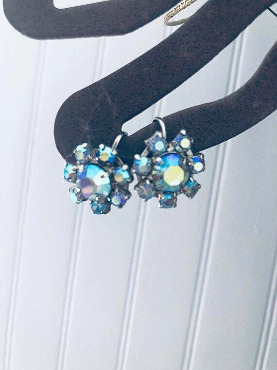 Vintage CORO Earring Jewelry - Blue Aurora Boreal… - image 1