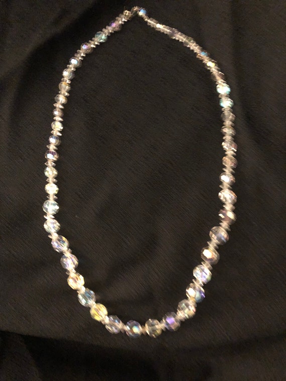 Aroura Borealis Cut Crystal Bead Necklace - Facet… - image 2