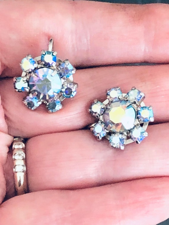 Vintage CORO Earring Jewelry - Blue Aurora Boreal… - image 5