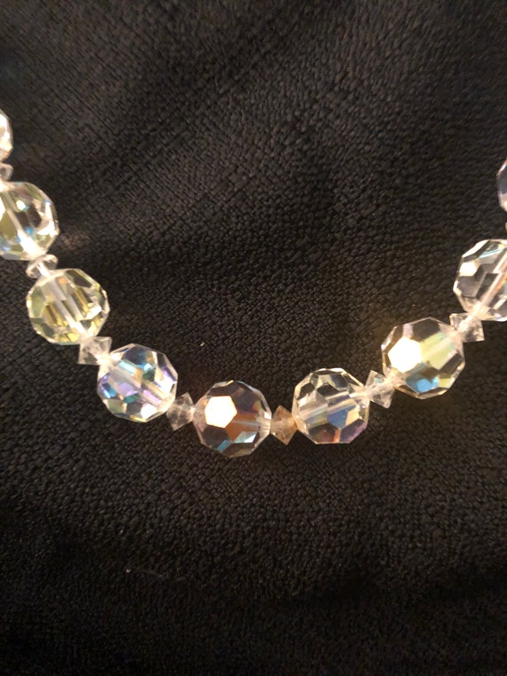 Aroura Borealis Cut Crystal Bead Necklace - Facet… - image 3