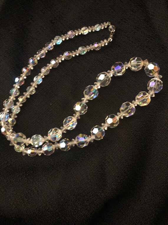Aroura Borealis Cut Crystal Bead Necklace - Facet… - image 4