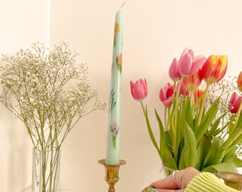 Spring garden hand painted candle | spring florals | Illustrated candle | Mother's day candle