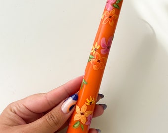 Floral Hand painted Candle | Dinner Candle | Tapered Candle |
