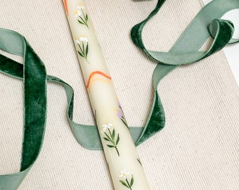 Carrots and Flowers Easter Candle | Spring Day | Hand painted candle | Dinner candle | Tapered candle