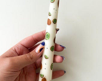 Kiwi cuteness candle | Handpainted Candle | Dinner Candle | Tapered Candle