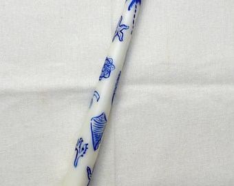 Hand-Painted Coastal Candle – Ocean-Inspired Taper with Shell & Coral Motif | Nautical Summer Decor or Gift