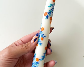 Mediterannean summer Candle | Hand painted candle | Illustrated dinner candle | Tapered Candle | Dinner Candle | Wedding Candle