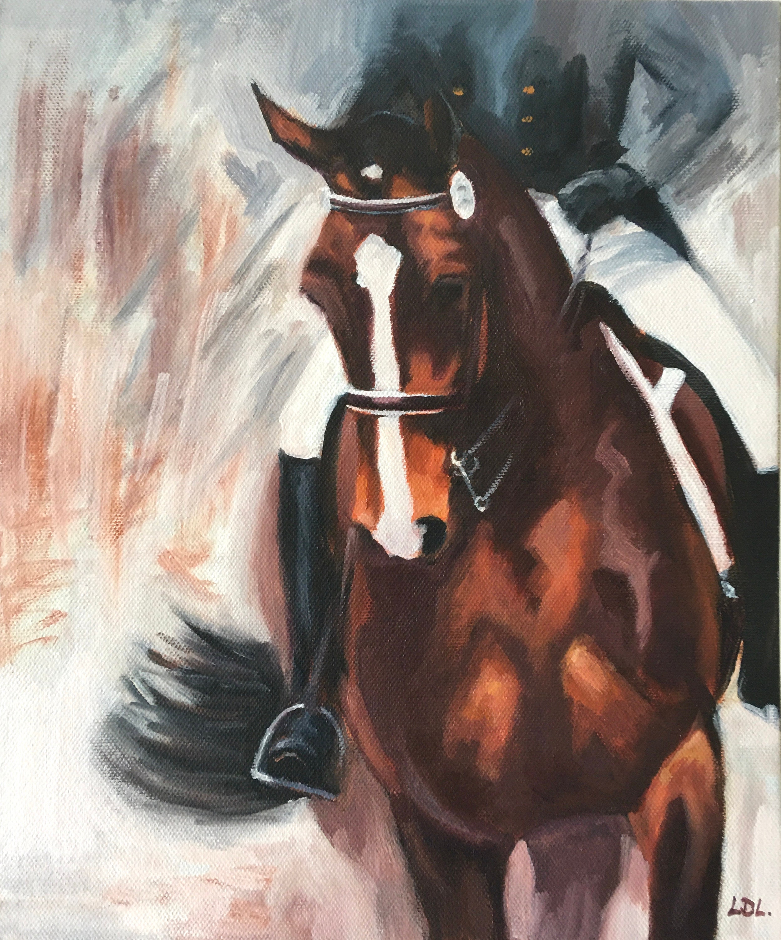 Half Pass Dressage Horse Oil Painting Dressage Art Etsy