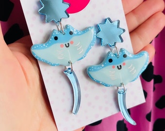 Cute manta ray earrings | Polymer clay | Acrylic