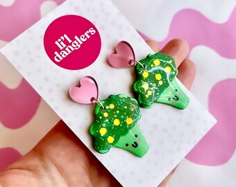 Cute broccoli earrings | Polymer clay | Acrylic