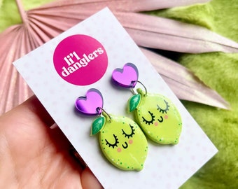 Cute lime earrings | Polymer clay