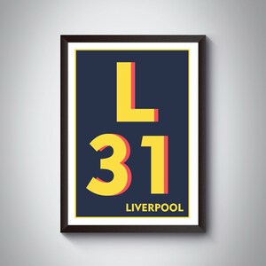 L31 Maghull, Lydiate, Melling, Waddicar Print - LIVERPOOL Print. Postcode Typography Art Print. Giclée print. Available in multiple colours.