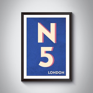 N5 Highbury - London Print - Postcode Typography Art Print - Available in multiple colours.