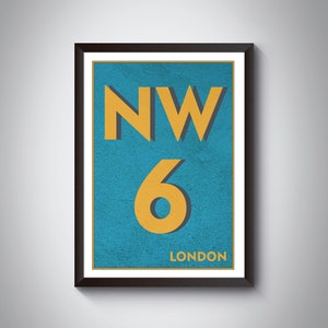 NW6 (Brent, Camden, Westminster) London Postcode Typography Print - Giclée Art Print - London Art Print.