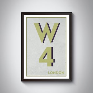 W4 | Ealing, Hounslow, Hammersmith, London Postcode Typography Print - Personalised London Art Print | Framed/Unframed