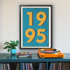 1995 Impresión - Impresión tipográfica personalizada - Su año especial en la imagen - Impresión artística giclée, hecha a pedido. Solo para ti.