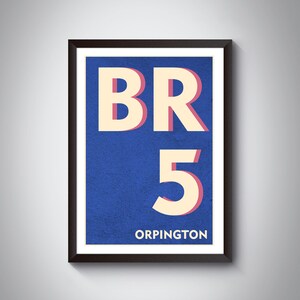 BR5 Orpington Postcode Typography Art Print, London Area Map Home Decor
