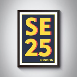 SE25 South Norwood, London Print. Postcode Typography Print - Giclée Art Print - Croydon, South London Art Print. London Landmark