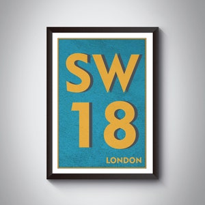 SW18 ( Earlsfield, Wandsworth ) London Postcode Typography Print ...
