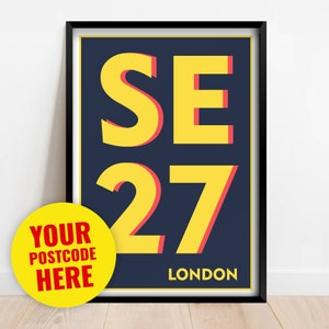 Custom Personalised Postcode Print - Typography Print - Your Home in ...
