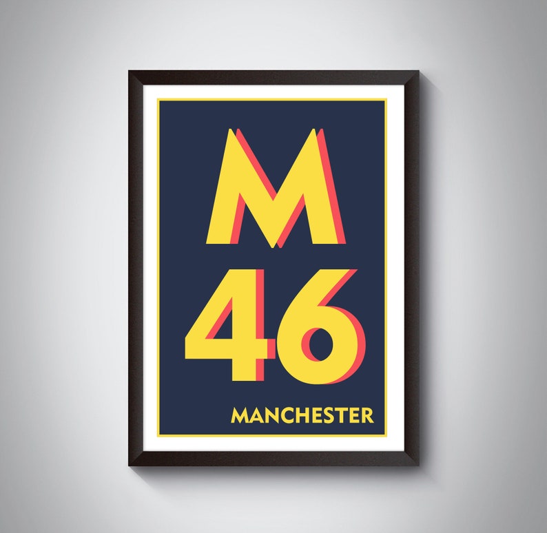 M46 Atherton, Leigh Print - Manchester Print. Postcode Typography Art ...