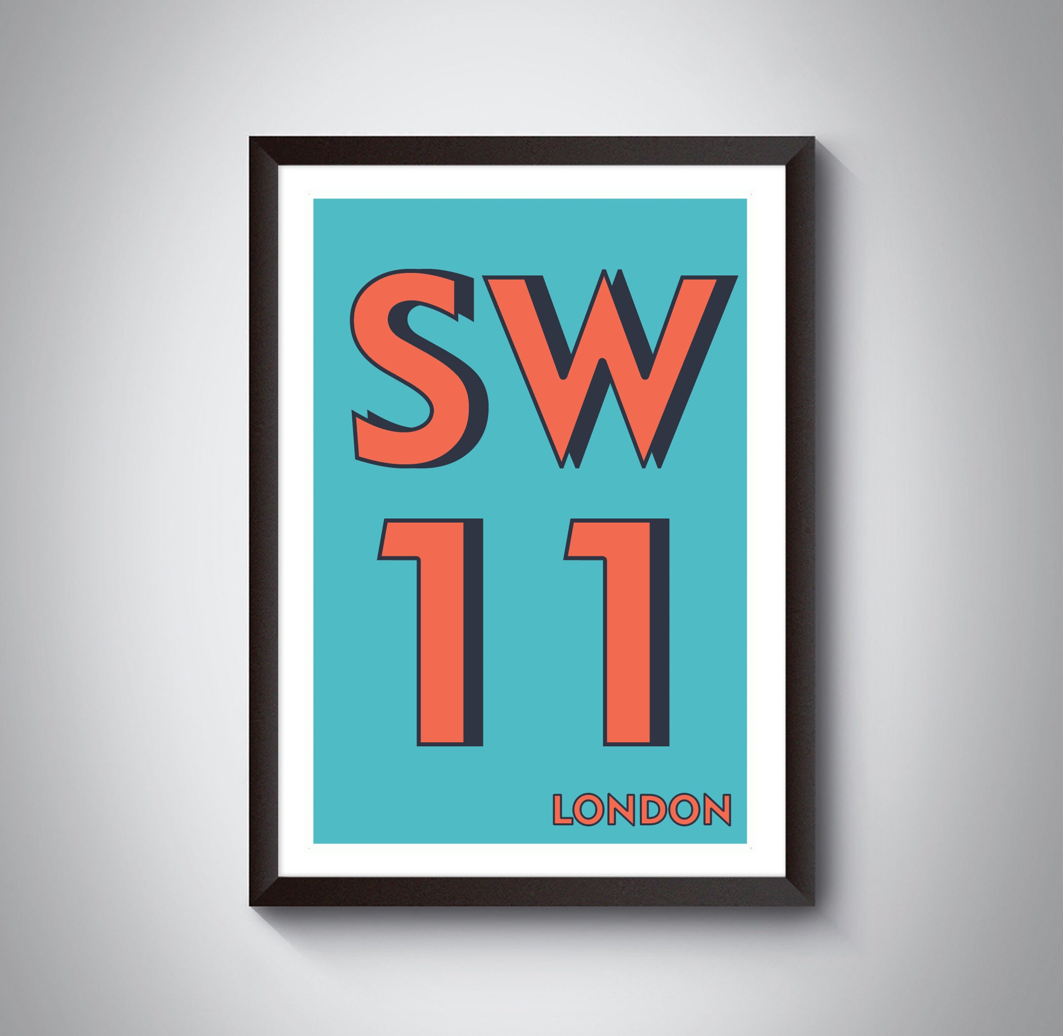London Postcode Print SW11 | Battersea, Chelsea, Balham