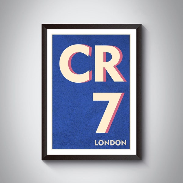 CR7 (Thornton Heath, Croydon) London Postcode Typography Print. Giclée Art Print. South London Art Print.