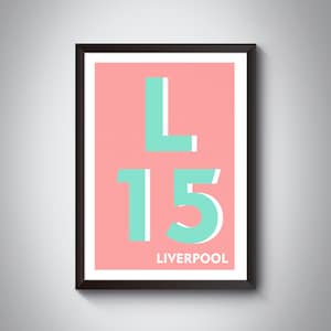 L15 Wavertree Print - LIVERPOOL Print. Postcode Typography Art Print. Giclée print. Available in multiple colours.