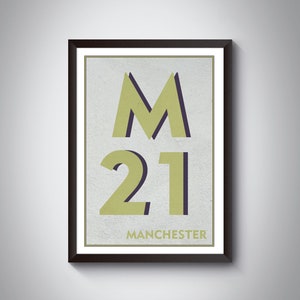 M21 Manchester, Chorlton, Chorlton-Cum-Hardy - Manchester Print. Postcode Typography Art Print. Giclée print. Available in multiple colours