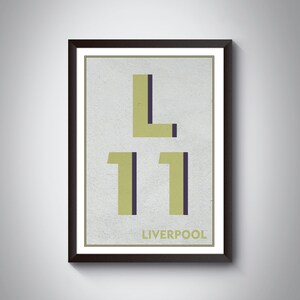 L11 Clubmoor, Croxteth, Gillmoss, Norris Groene Print - LIVERPOOL Print. Postcode Typografie Art Print. Giclée print.