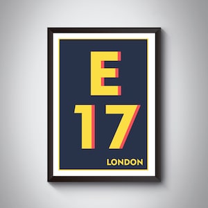 London E17 Walthamstow & Upper Walthamstow Giclee Art Print - Personalised and Customisable - Framed and unframed, 9 colours and 5 sizes,