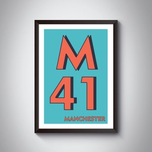 M41 Urmston, Trafford Park Print - Manchester Print. Postcode Typografie Art Print. Giclée print. Verkrijgbaar in meerdere kleuren.