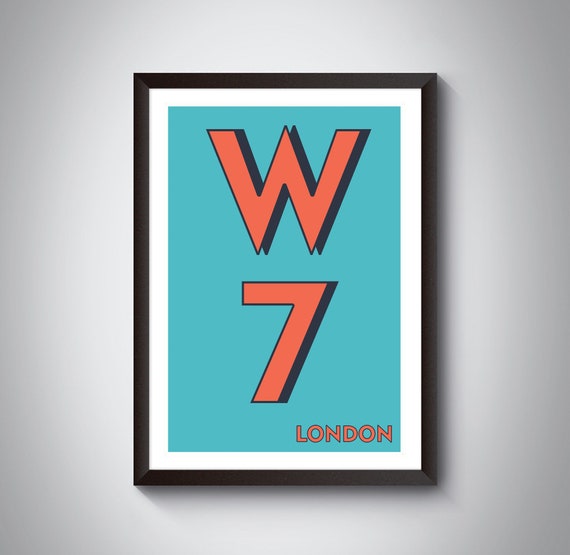 London Postcode Print W7 | Hanwell Personalised Housewarming Gift